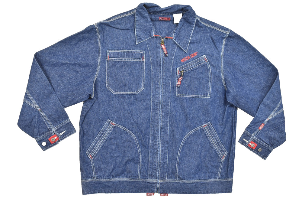 Mecca Denim Men's Blue Y2K 90's Hip Hop Jean Jacket Size XXL Cotton